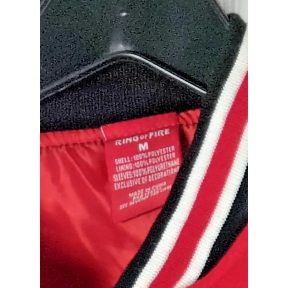 Ring of Fire Stallion Varsity Jacket Boys Med Red Faux Leather Wool Blend NWT